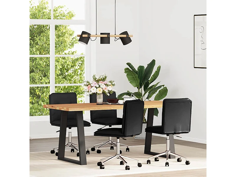 Set di 4 sedie da pranzo in similpelle nera