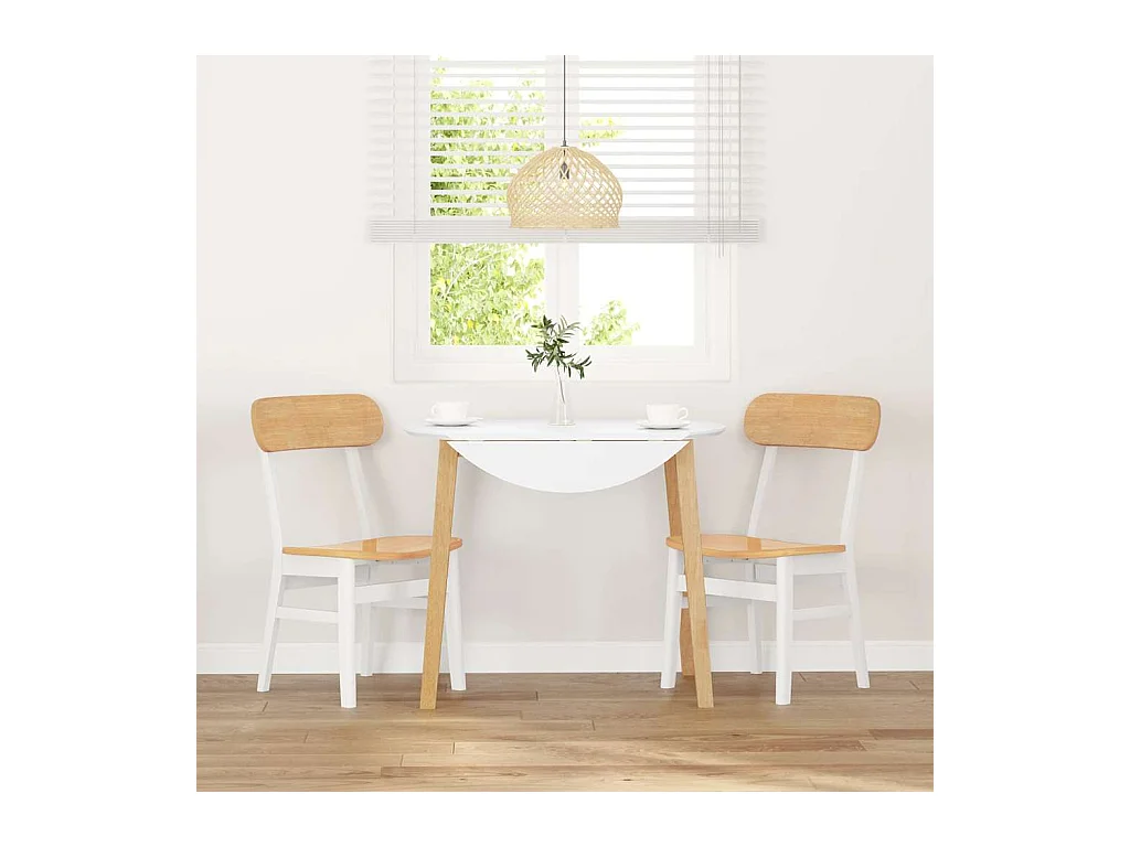 Chaises à manger 2 pcs blanc bois massif caoutchouc