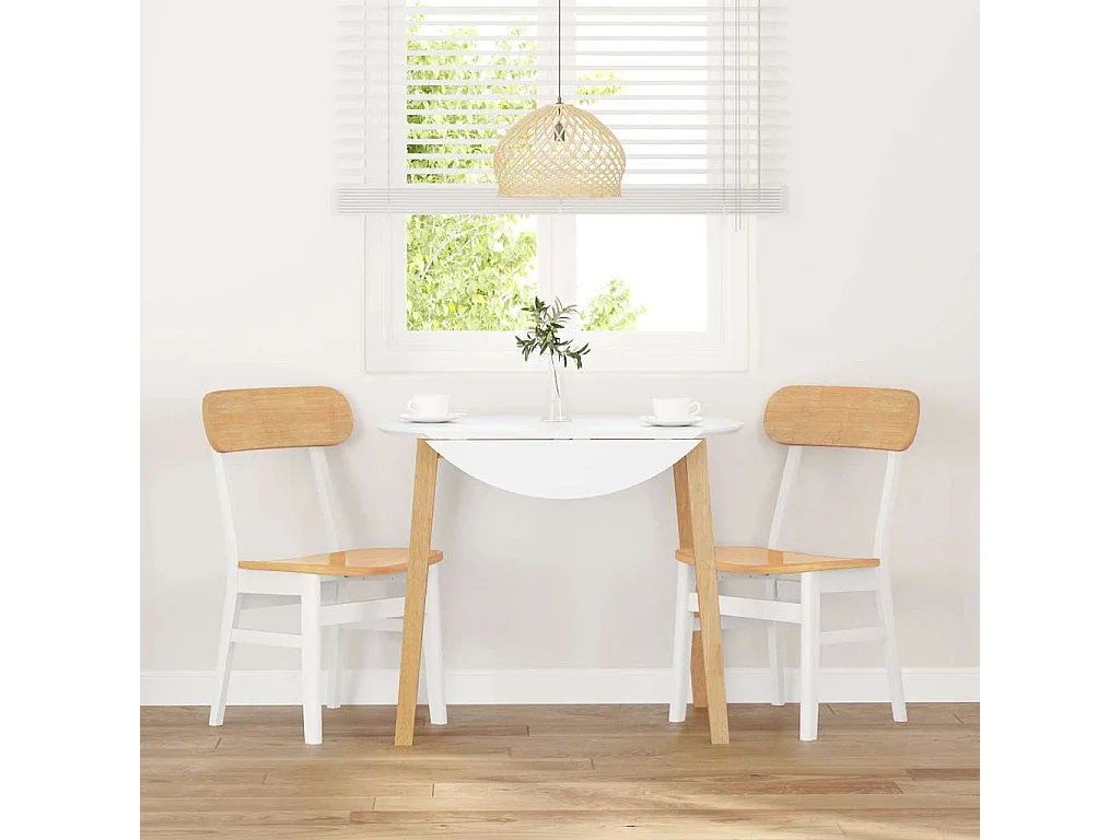 Chaises à manger 2 pcs blanc bois massif caoutchouc