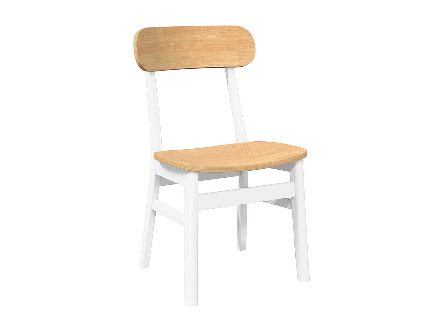 Chaises à manger 2 pcs blanc bois massif caoutchouc