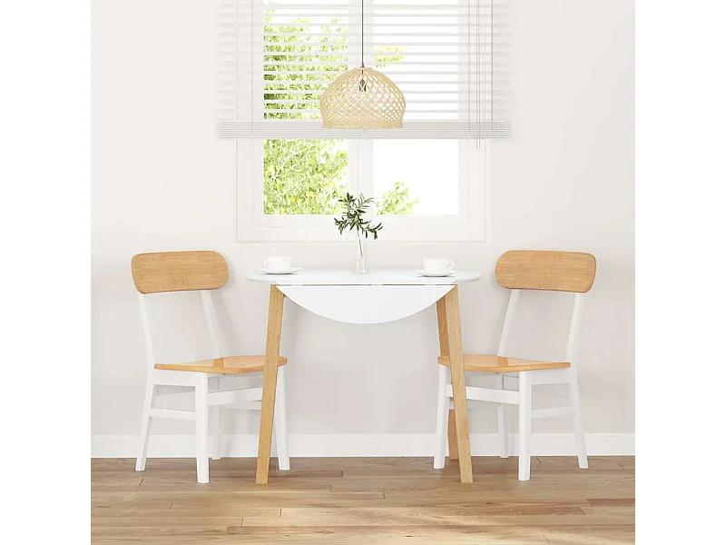 Chaises à manger 2 pcs blanc bois massif caoutchouc