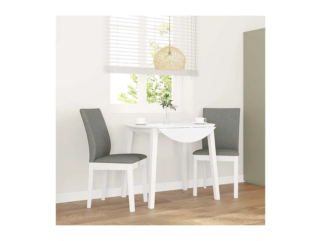Chaises à manger coussins 2 pcs blanc bois massif caoutchouc