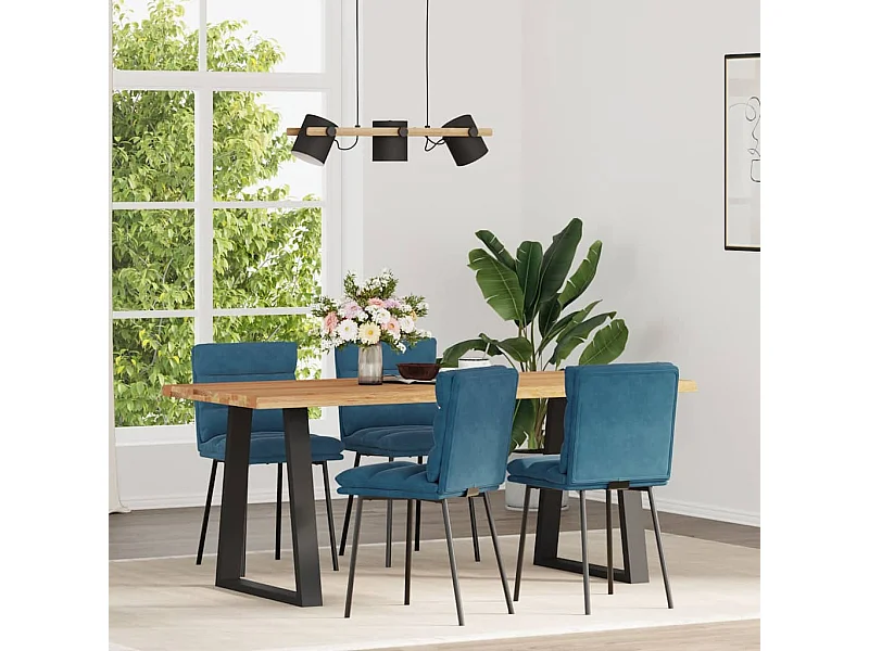 Chaises à manger lot de 4 Bleu Velours