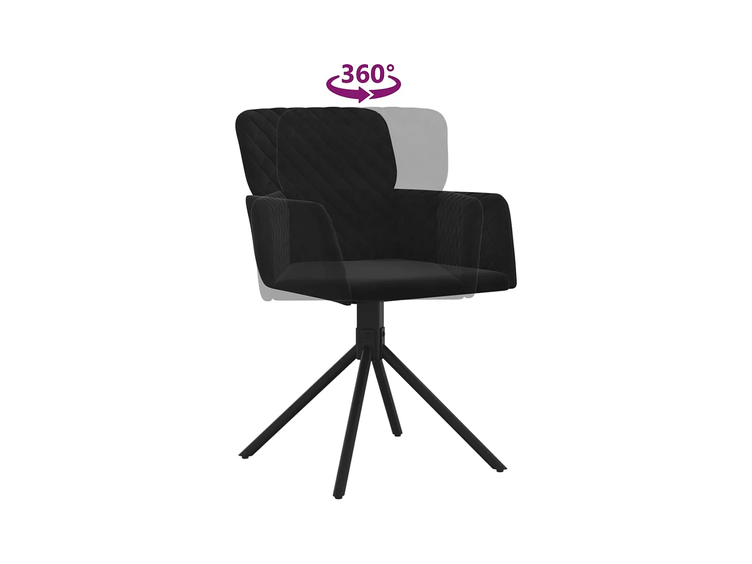 Juego de 2 sillas de comedor giratorias de terciopelo negro