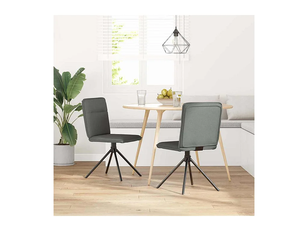 Eetkamerstoelen set van 2 donkergrijze stof