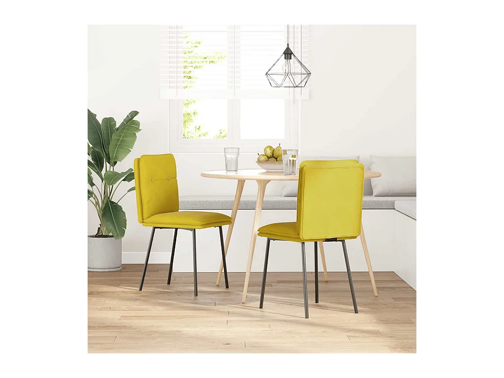 Chaises à manger lot de 2 Jaune Velours