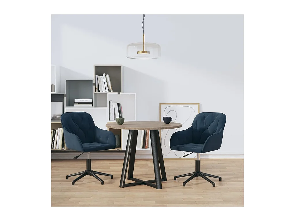 Draaibare eetkamerstoelen set van 2 blauw fluweel