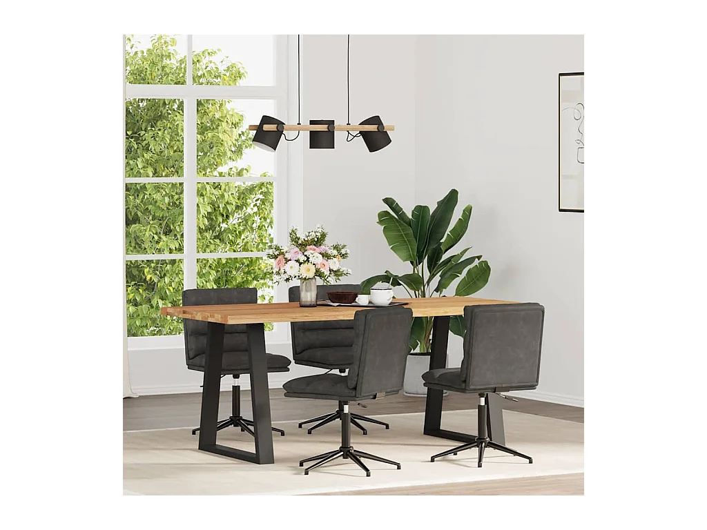 Set di 4 sedie da pranzo in similpelle nera