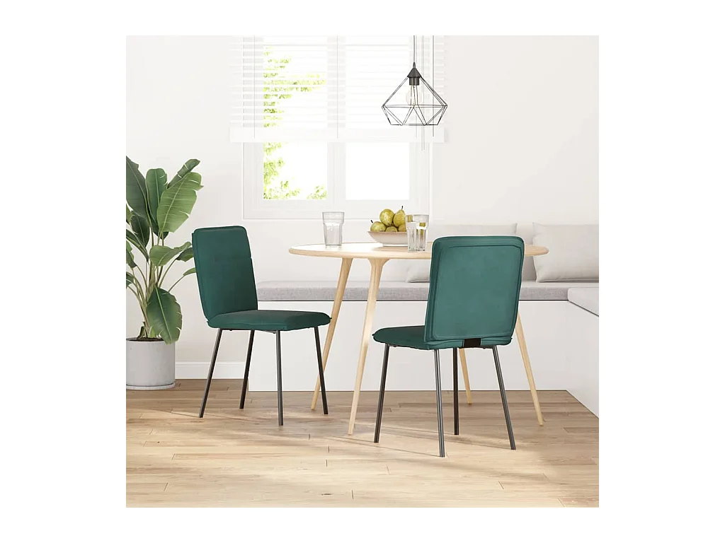 Set di 2 sedie da pranzo in velluto verde scuro