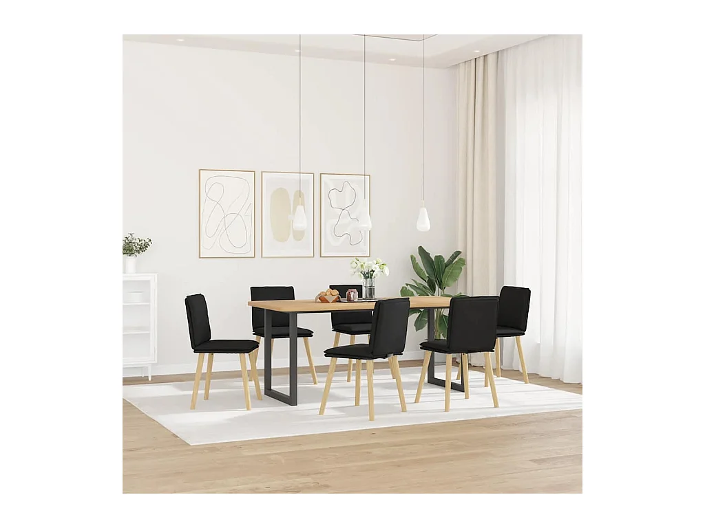 Chaises à manger lot de 6 noir tissu