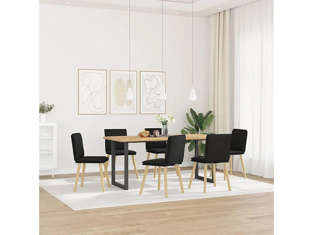 Eetkamerstoelen set van 6 zwarte stof