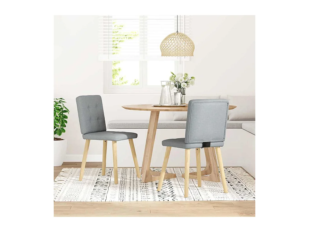 Set di 2 sedie da pranzo in tessuto grigio chiaro