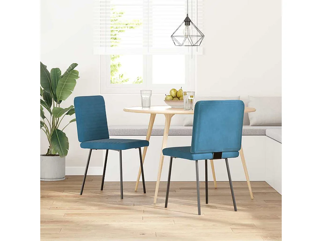 Chaises à manger lot de 2 Bleu Velours