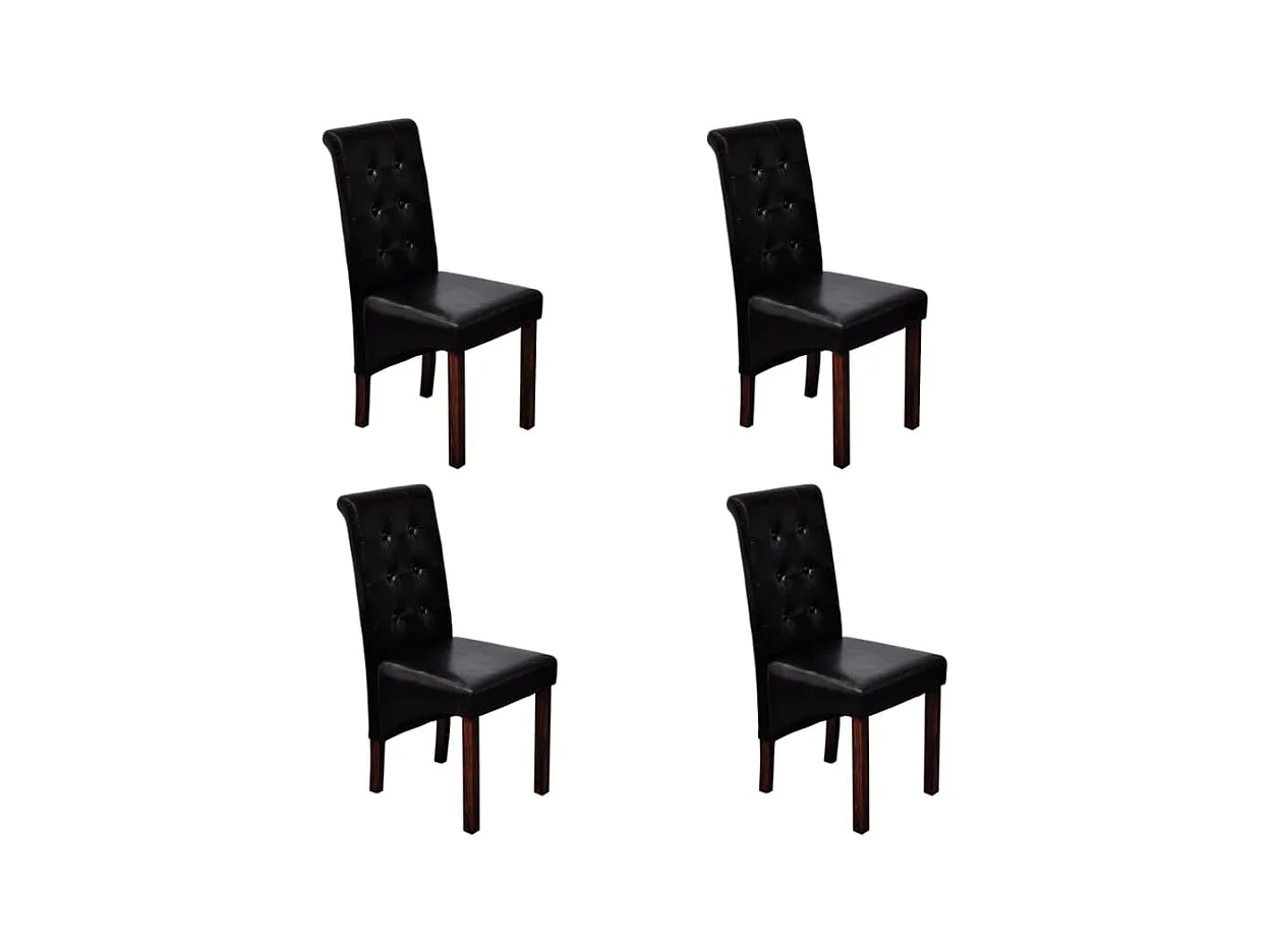 Chaises à manger lot de 4 noir similicuir
