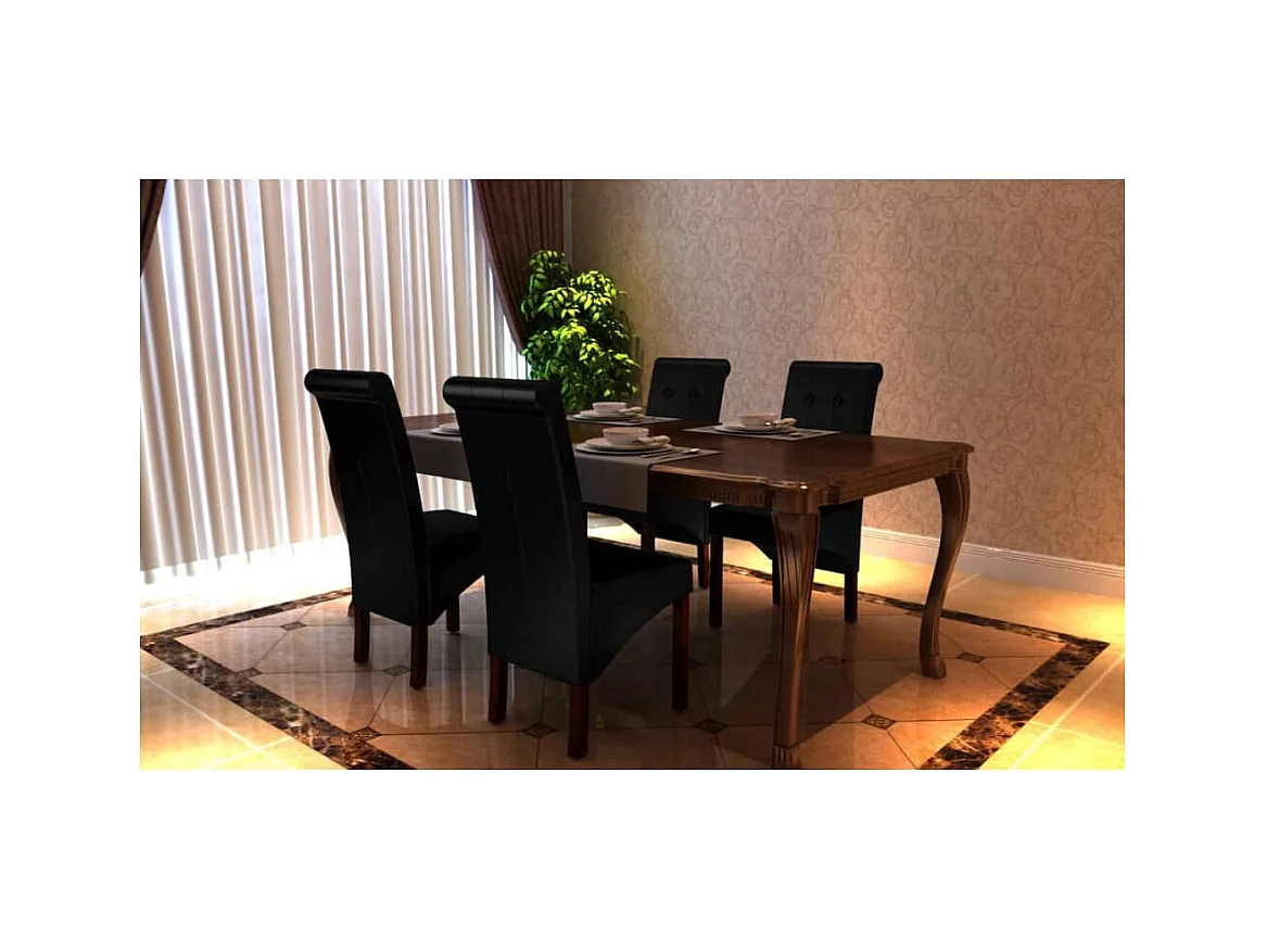 Chaises à manger lot de 4 noir similicuir