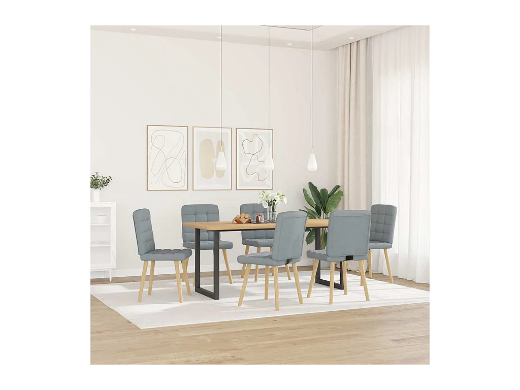 Chaises à manger lot de 6 gris clair tissu