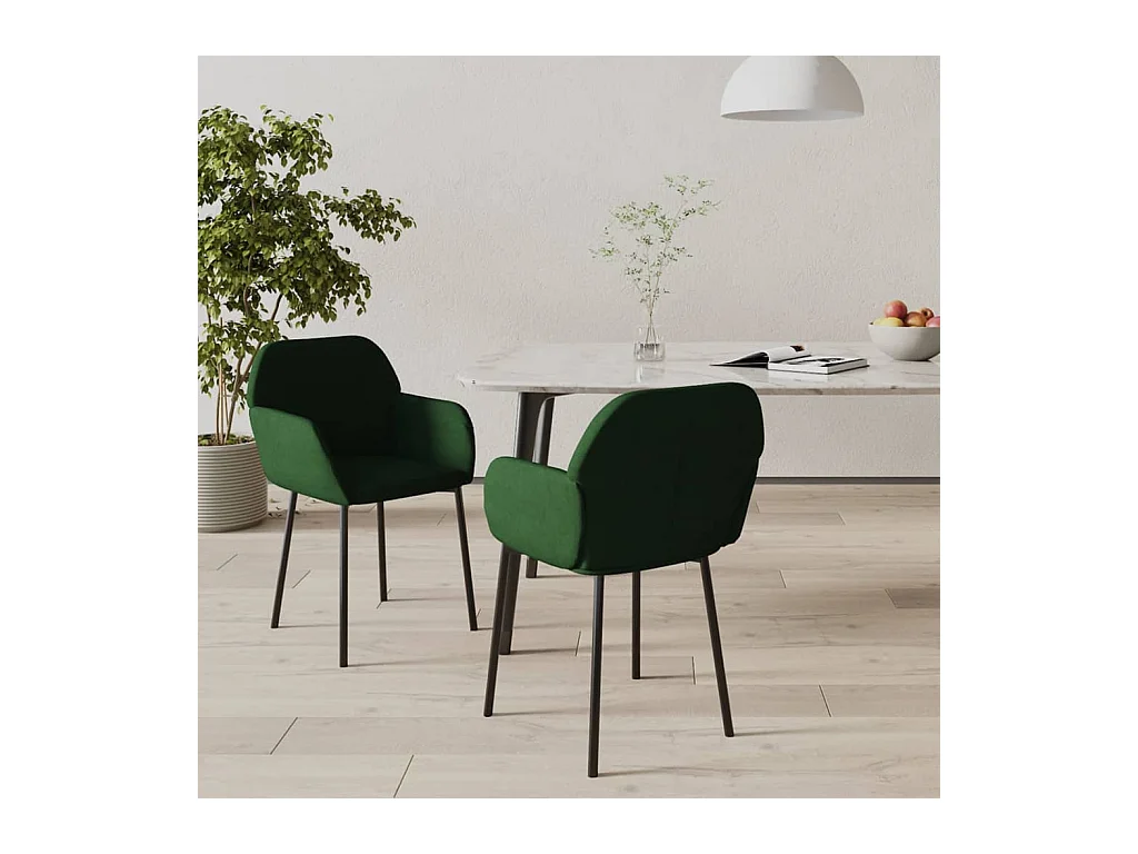 Chaises à manger lot de 2 Vert foncé Velours