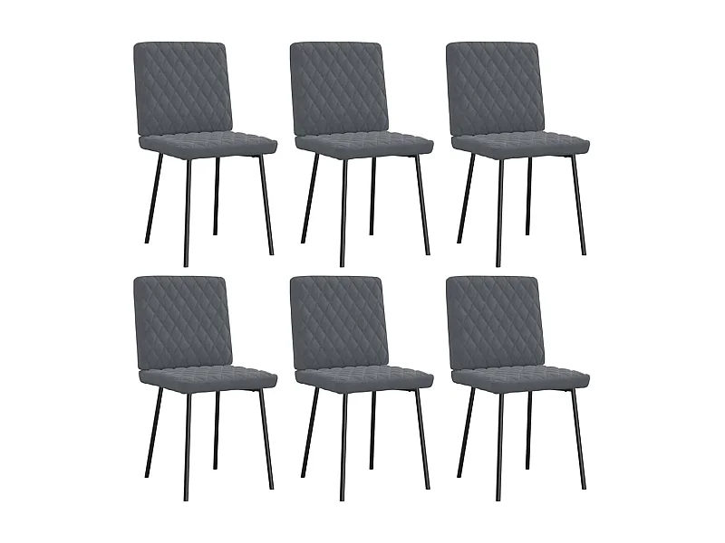 Eetkamerstoelen set van 6 donkergrijs fluweel