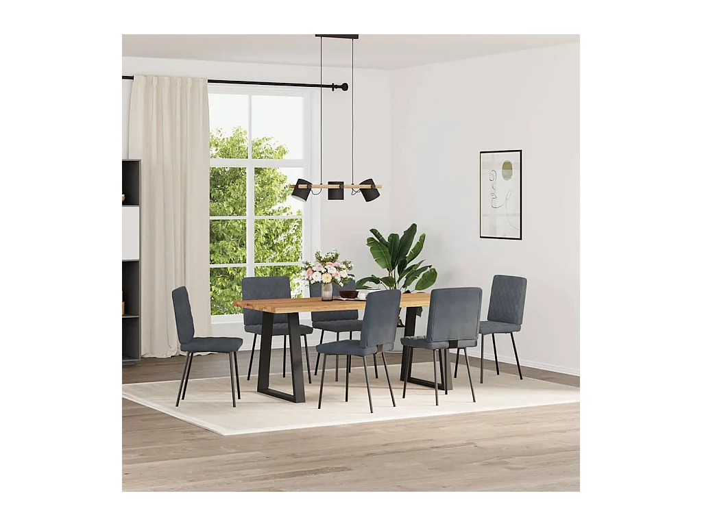 Juego de 6 sillas de comedor de terciopelo gris oscuro