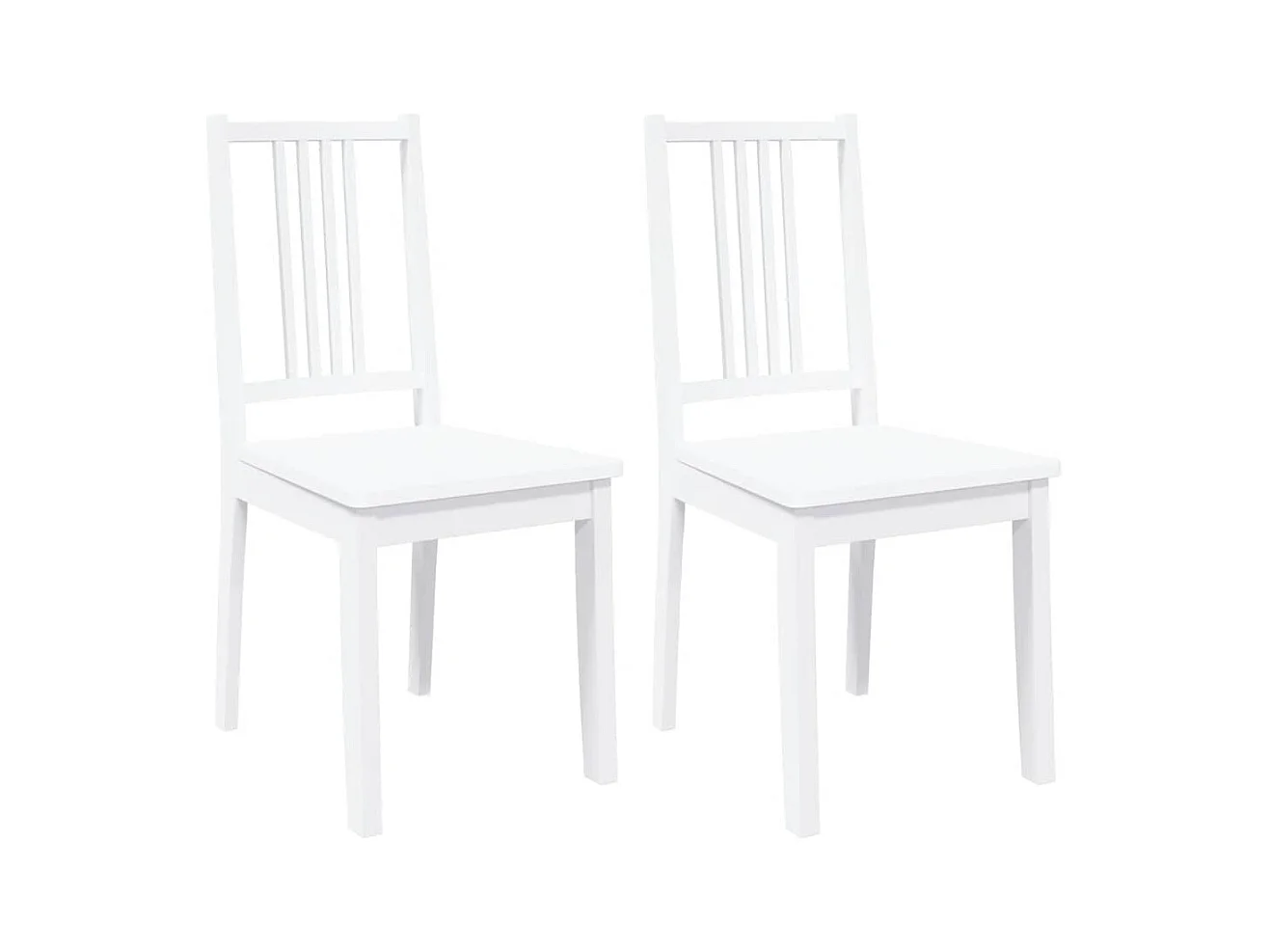 Chaises à manger 2 pcs blanc bois massif caoutchouc