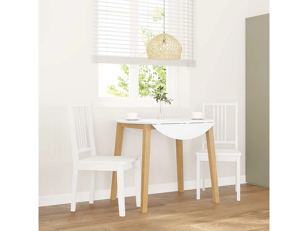 Chaises à manger 2 pcs blanc bois massif caoutchouc