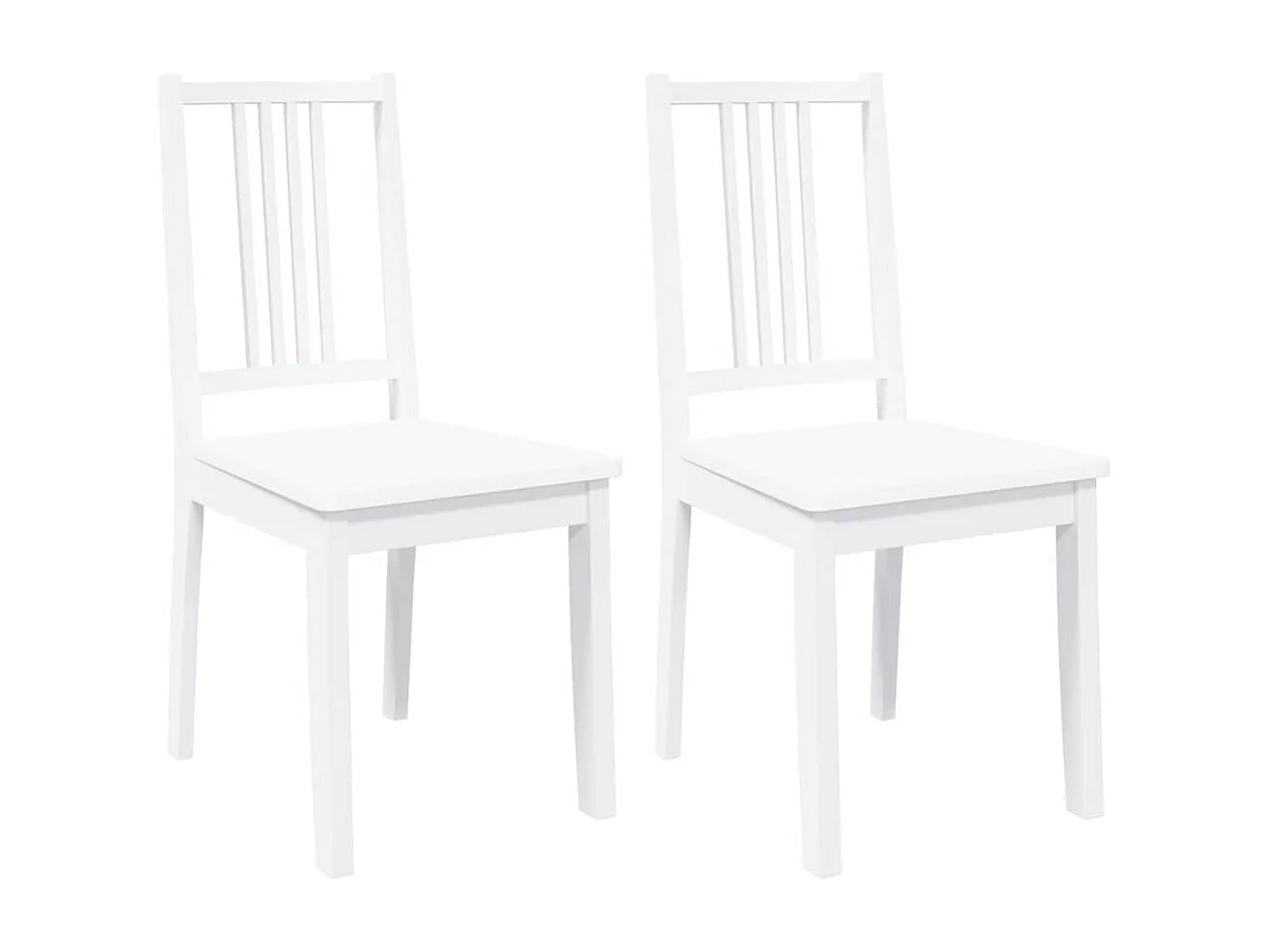 Chaises à manger 2 pcs blanc bois massif caoutchouc