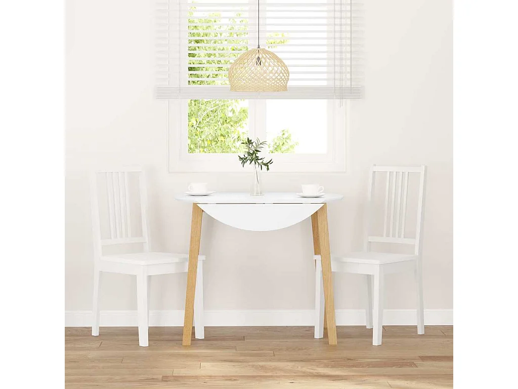 Chaises à manger 2 pcs blanc bois massif caoutchouc