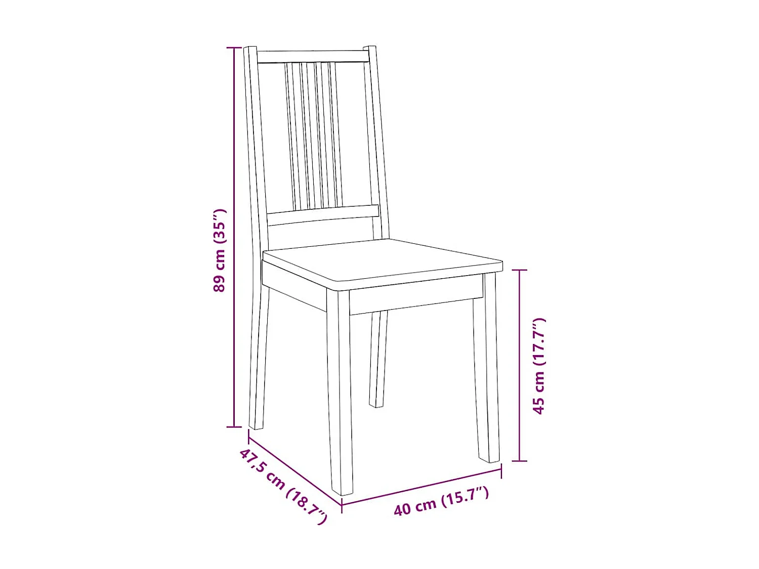 Chaises à manger 2 pcs blanc bois massif caoutchouc