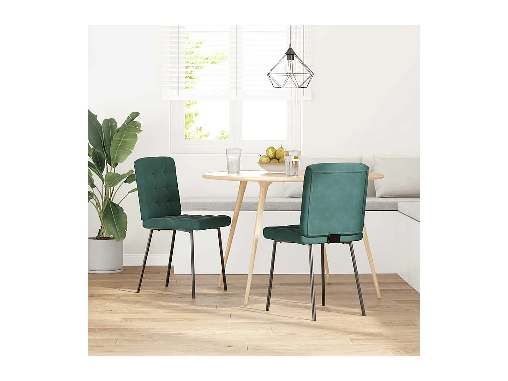 Set di 2 sedie da pranzo in velluto verde scuro