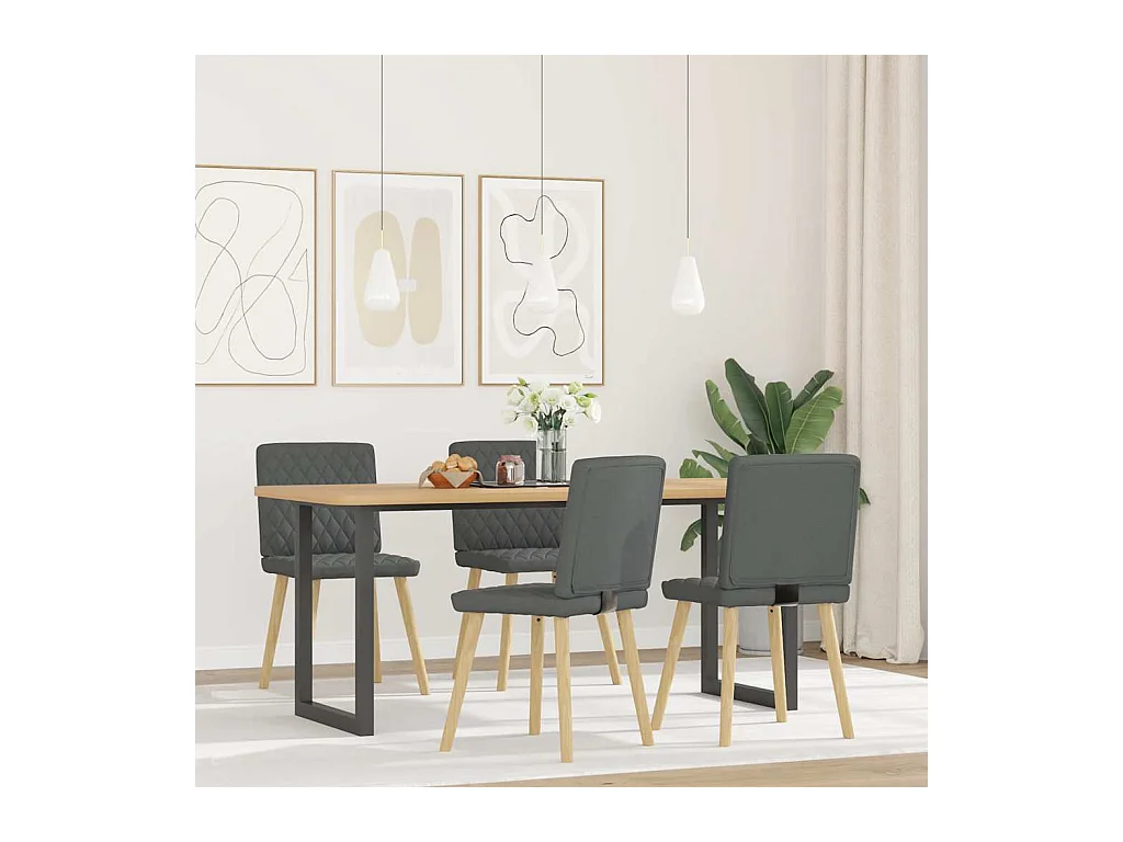 Set di 4 sedie da pranzo in tessuto grigio scuro