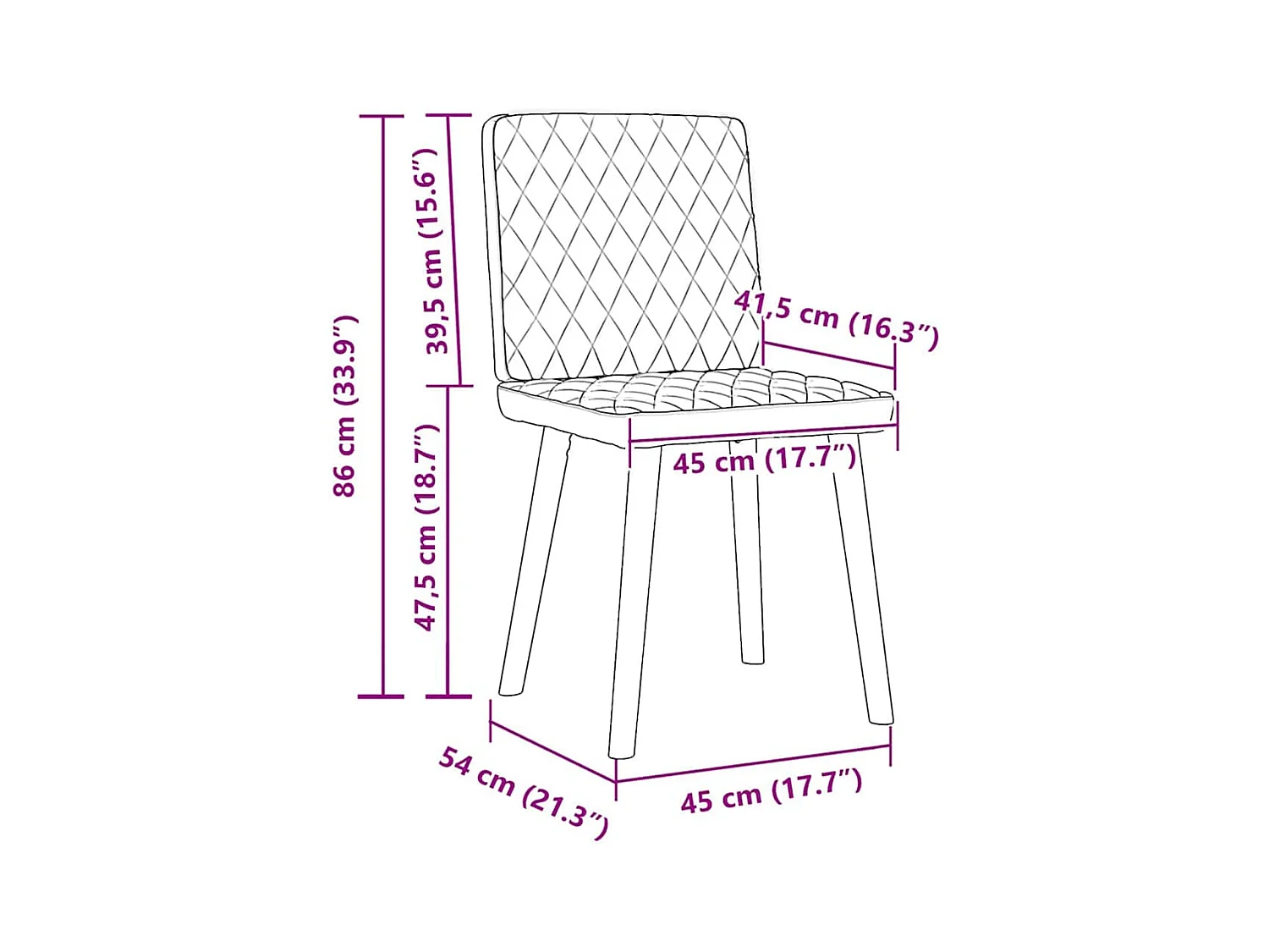 Eetkamerstoelen set van 4 donkergrijze stof