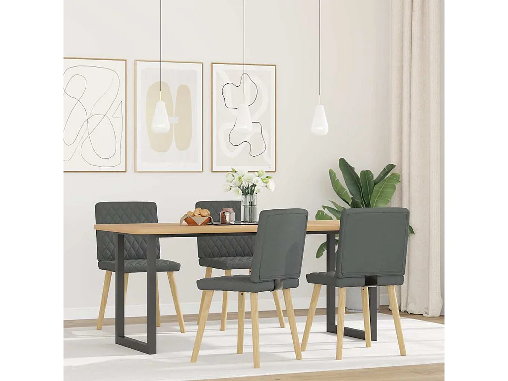 Set di 4 sedie da pranzo in tessuto grigio scuro