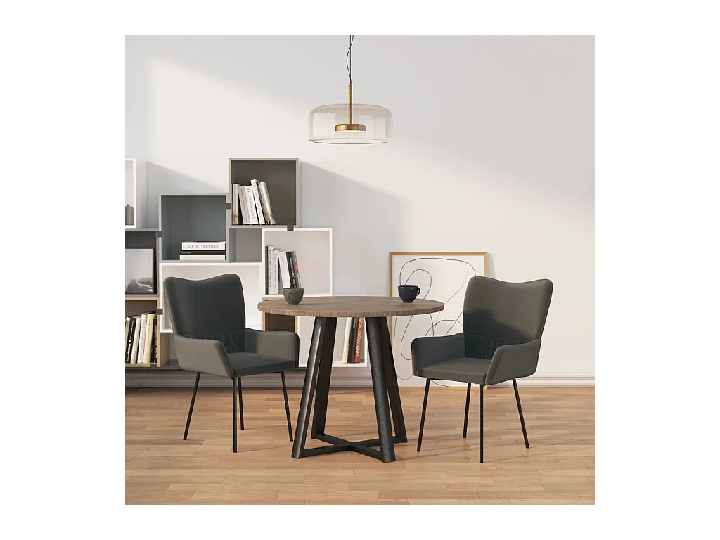 Juego de 2 sillas de comedor de terciopelo gris oscuro