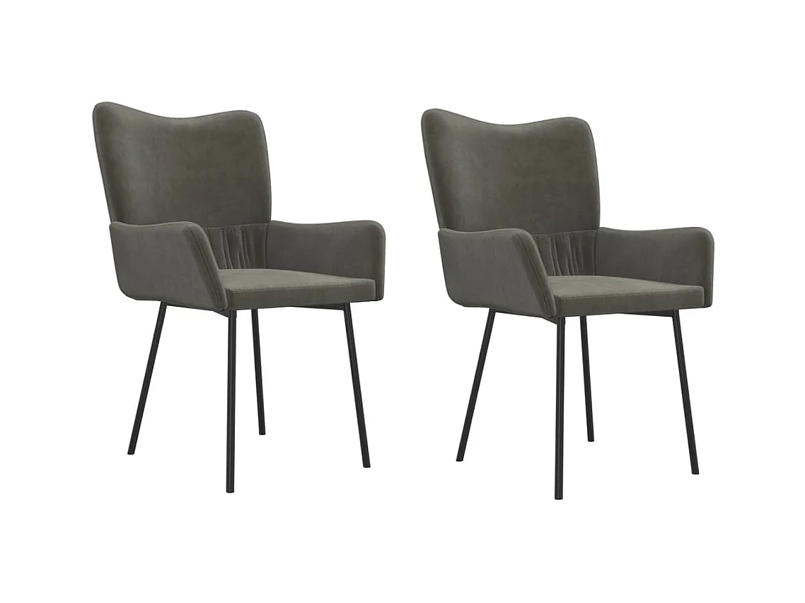 Juego de 2 sillas de comedor de terciopelo gris oscuro