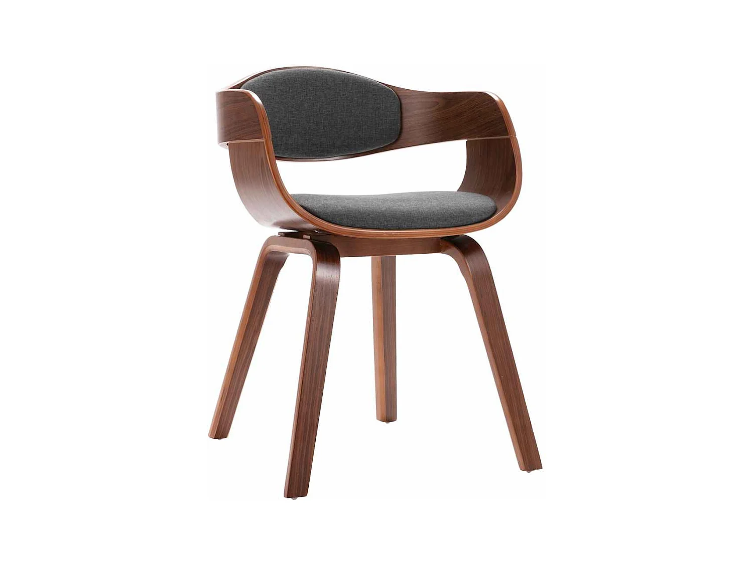 Set di 2 sedie da pranzo in legno curvato e tessuto grigio