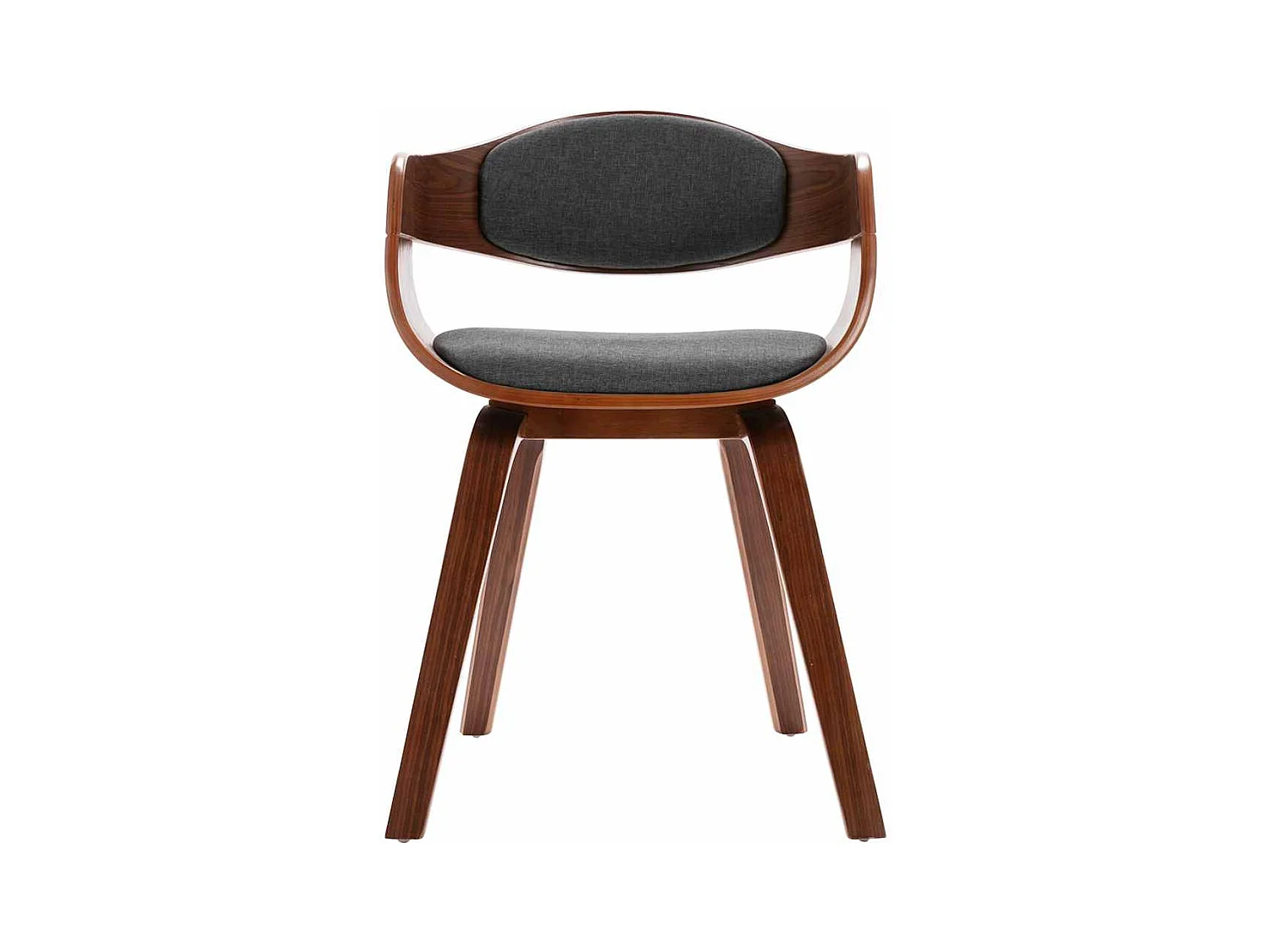 Set di 2 sedie da pranzo in legno curvato e tessuto grigio