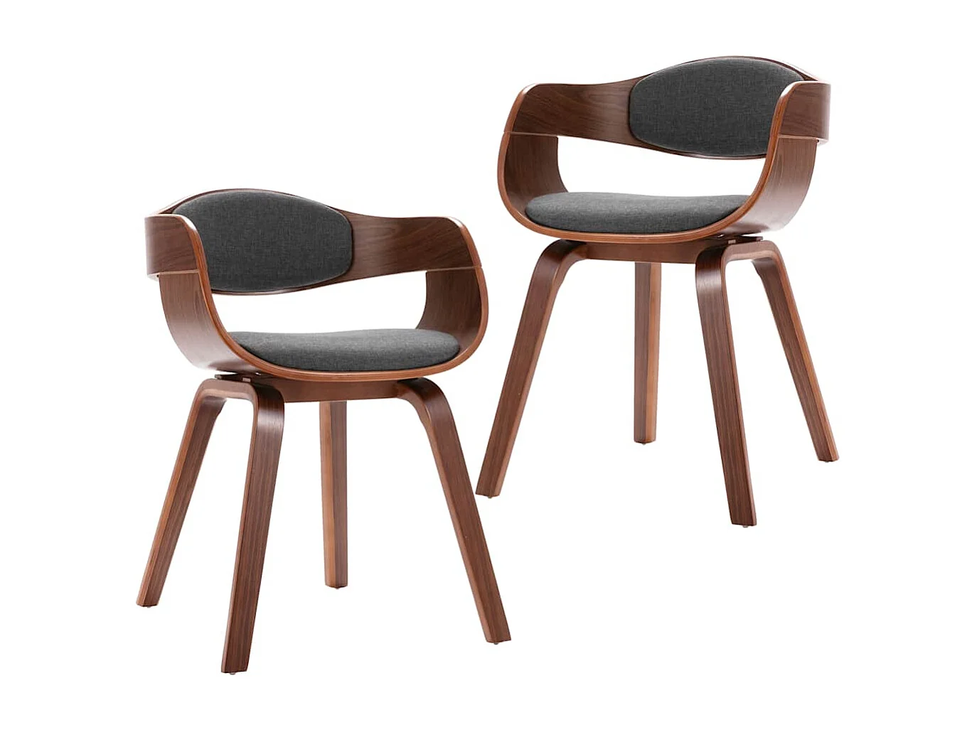 Juego de 2 sillas de comedor de madera curvada y tela gris