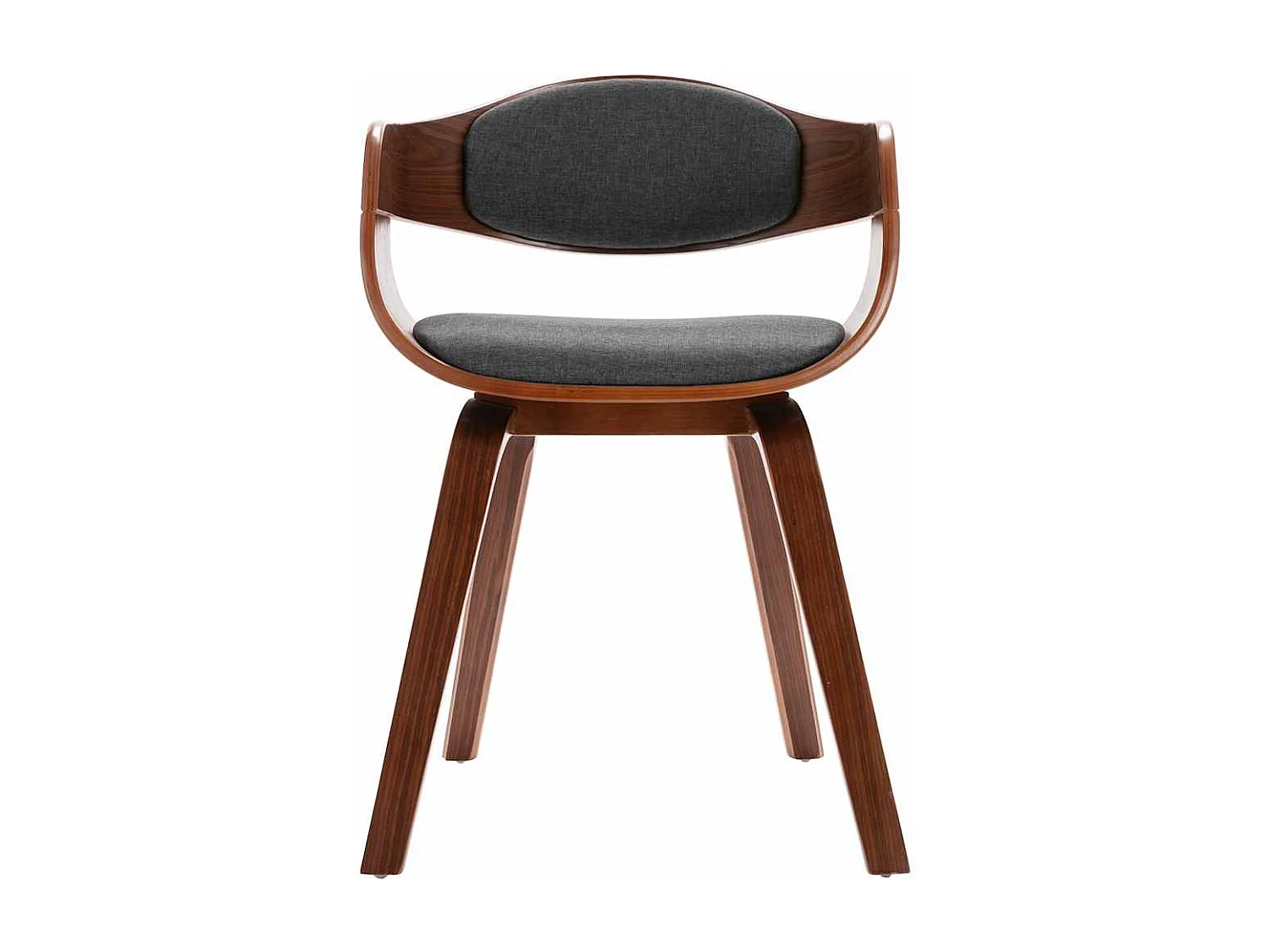 Juego de 2 sillas de comedor de madera curvada y tela gris