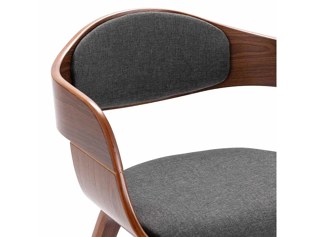 Juego de 2 sillas de comedor de madera curvada y tela gris