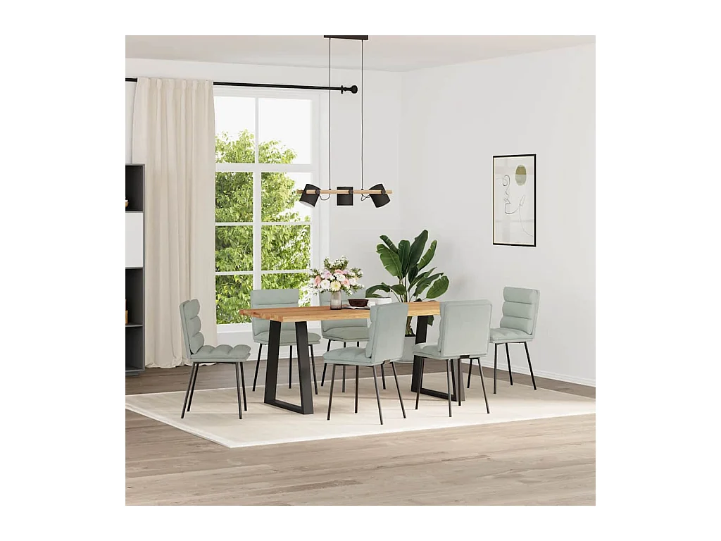 Set di 6 sedie da pranzo in velluto grigio chiaro