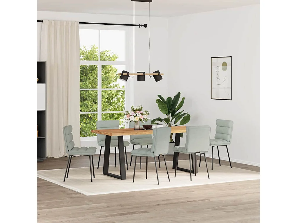 Juego de 6 sillas de comedor de terciopelo gris claro