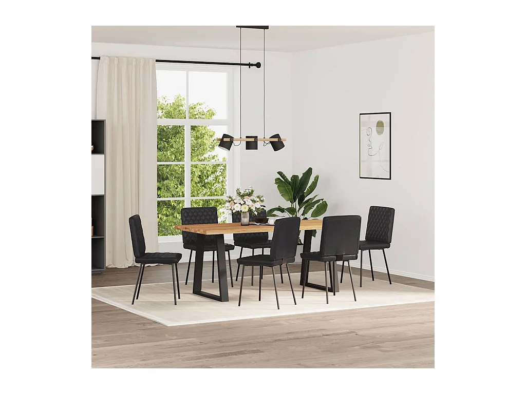 Juego de 6 sillas de comedor de piel sintética negra
