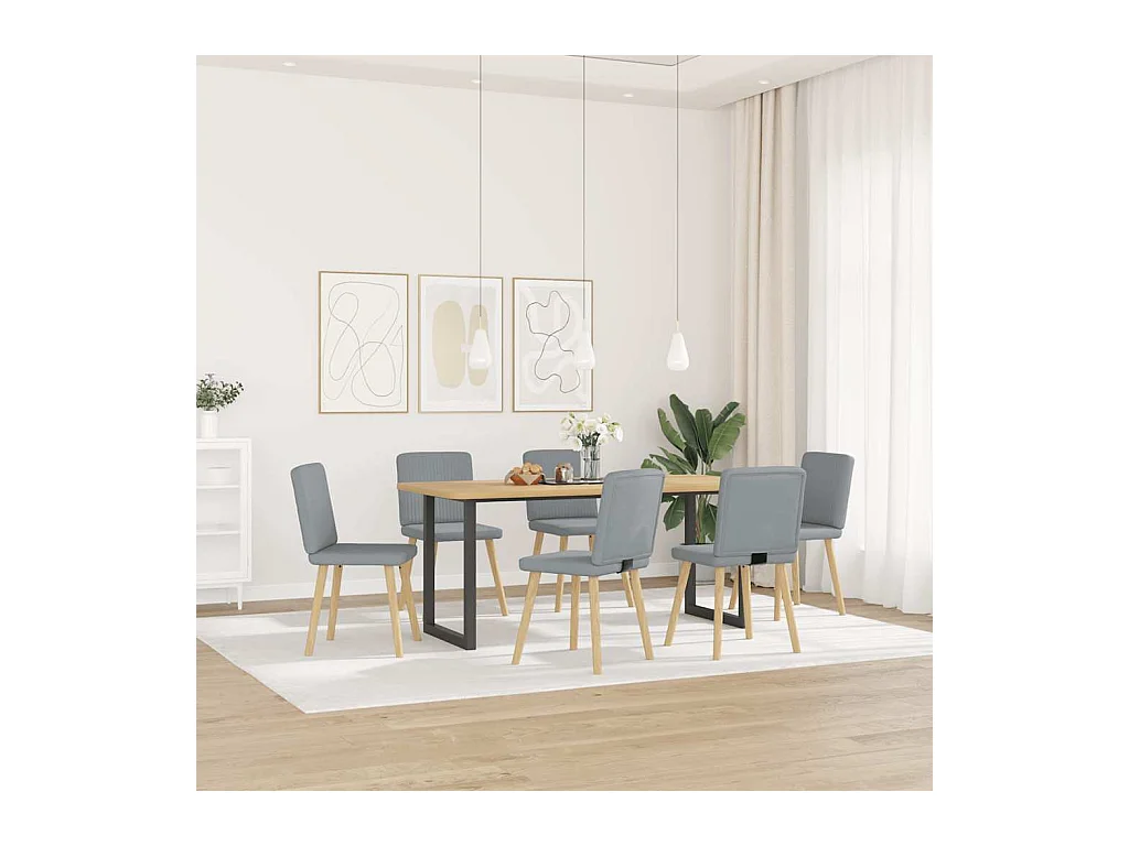 Eetkamerstoelen set van 6 lichtgrijze stof