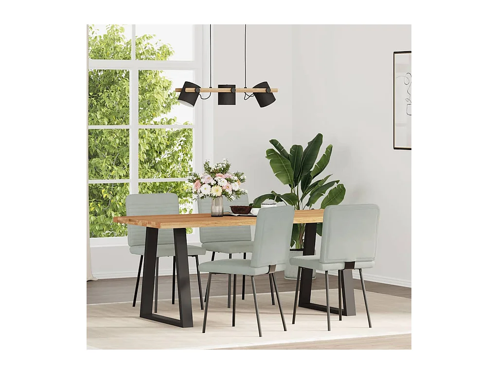 Set di 4 sedie da pranzo in velluto grigio chiaro