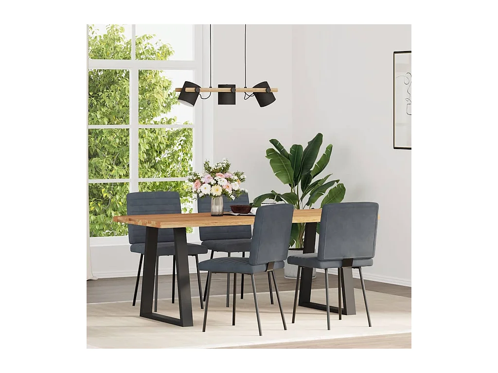 Juego de 4 sillas de comedor en terciopelo gris oscuro