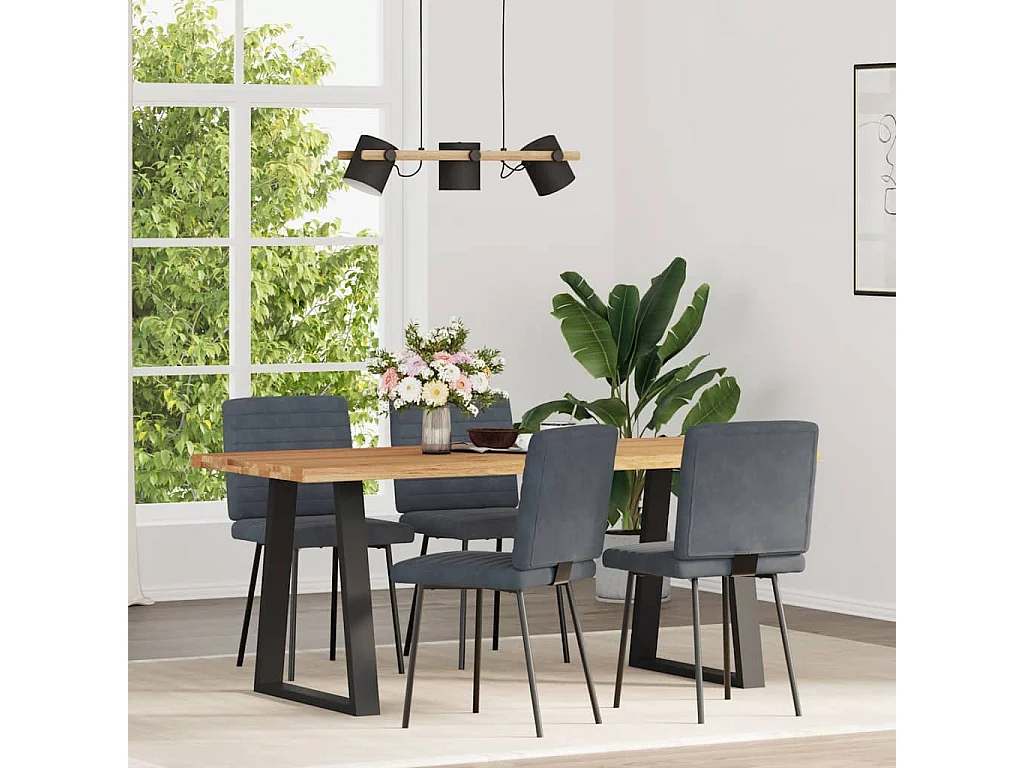 Chaises à manger lot de 4 Gris foncé Velours