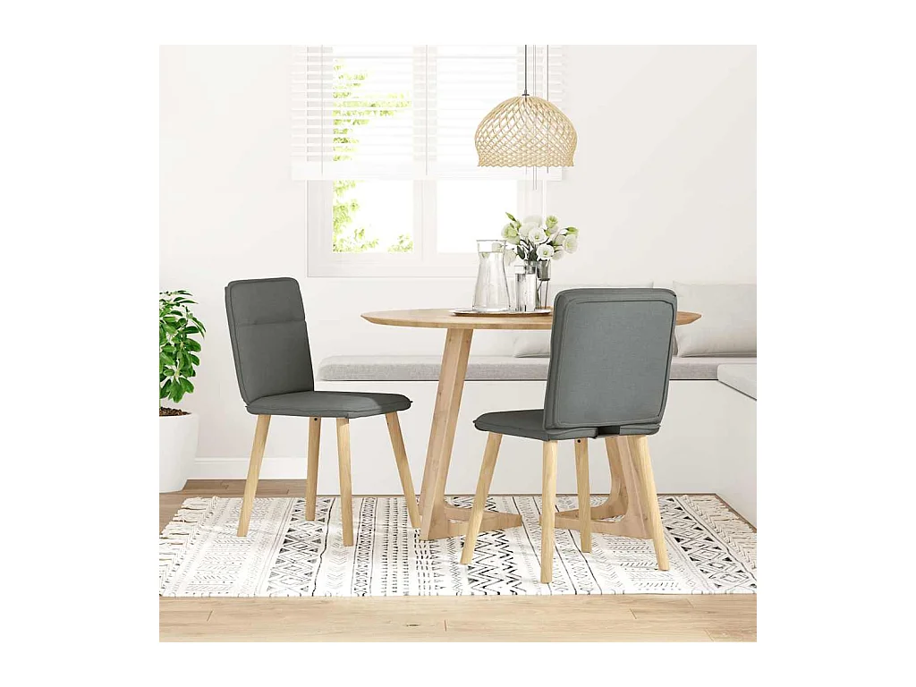 Eetkamerstoelen set van 2 donkergrijze stof