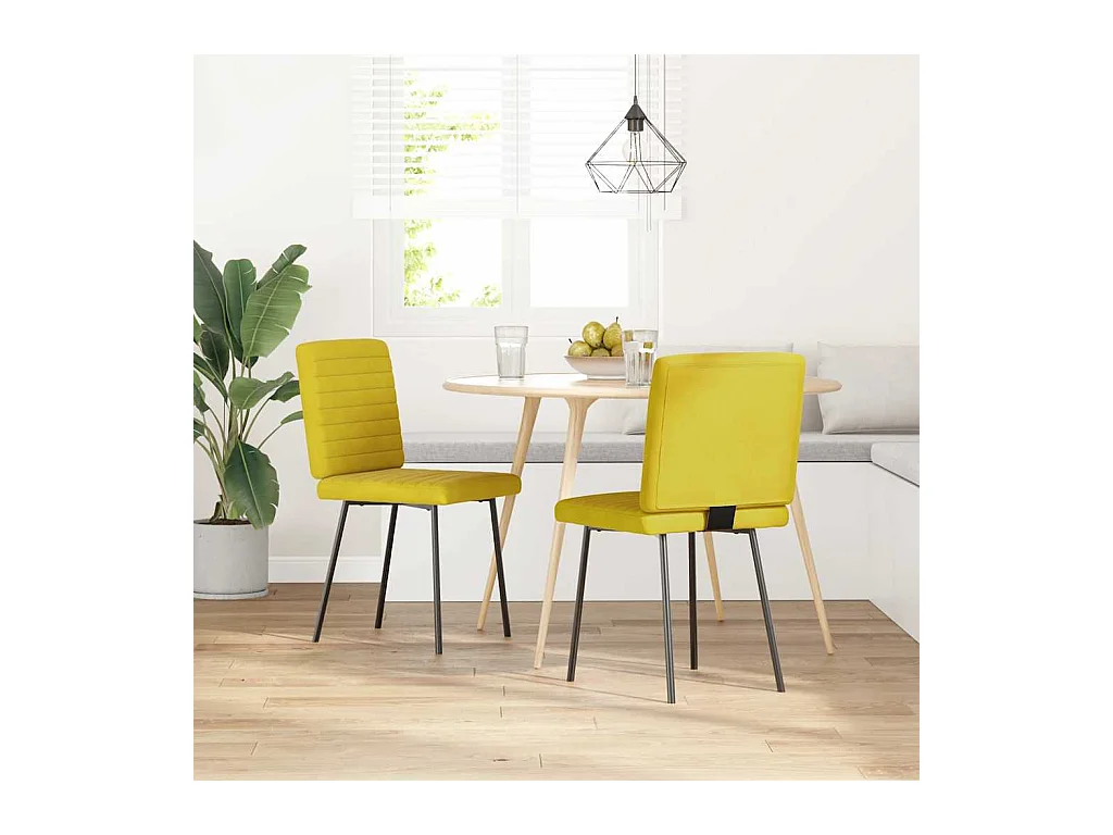 Chaises à manger lot de 2 Jaune Velours