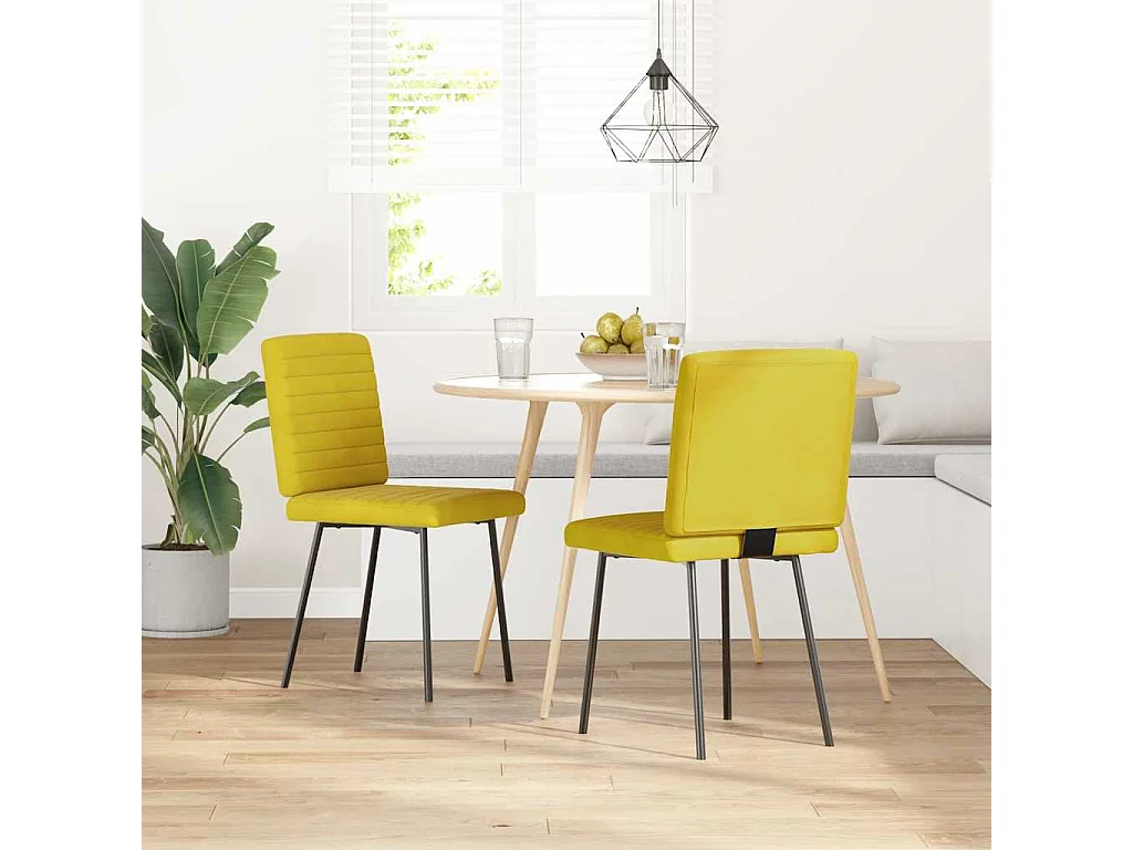 Chaises à manger lot de 2 Jaune Velours