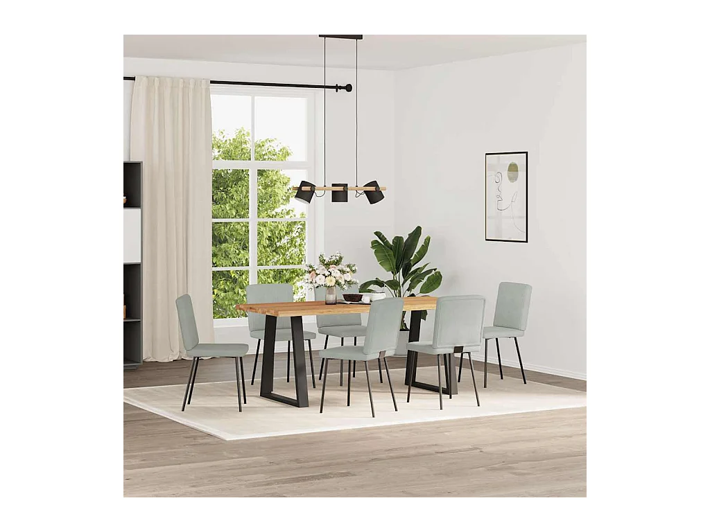 Juego de 6 sillas de comedor de terciopelo gris claro